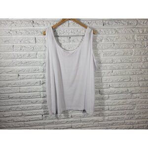 Woman Within Womens Top 3X Plus Tank Sleeveless White Cotton Ribbed WHI14E